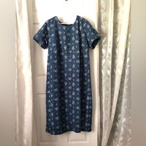 Vintage Original TY Wear Floral Denim 100% Cotton maxi jean Dress plus sz 1X